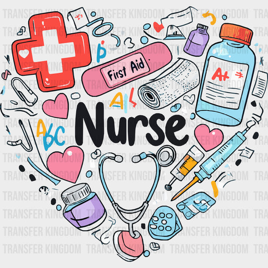 Nurse Heart - School Nurse DTF Transfers transfer-kingdom Dark Color Design (See Imaging)