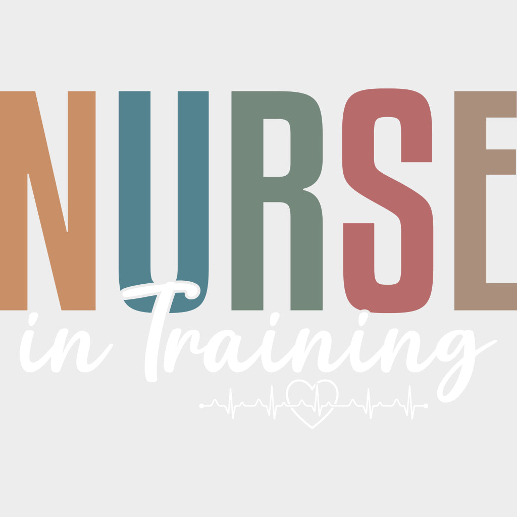 Nurse In Training ECG Line - Nurse DTF Transfers Adult Unisex - S & M (10’’) / Light Color Design (See Imaging)