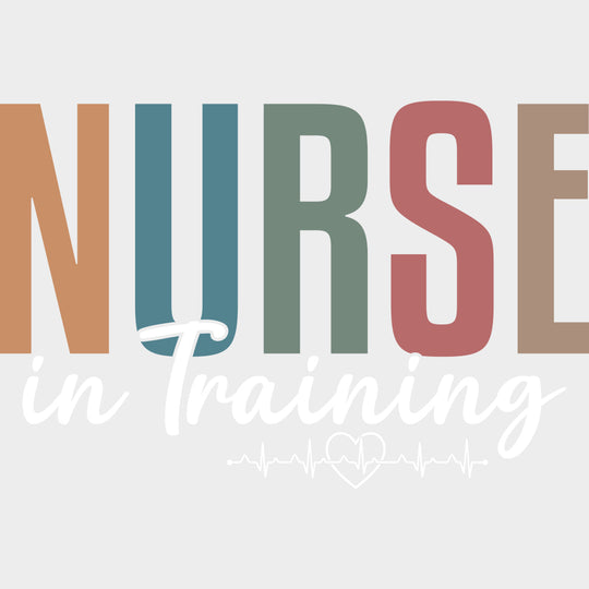 Nurse In Training ECG Line - Nurse DTF Transfers Adult Unisex - S & M (10’’) / Light Color Design (See Imaging)