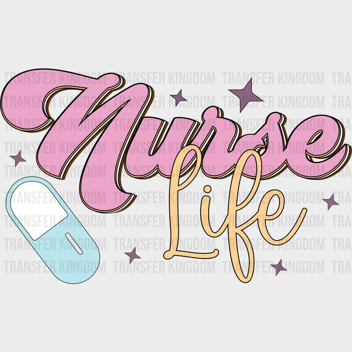 Nurse Life, Purple Stars - Nurse DTF Transfers