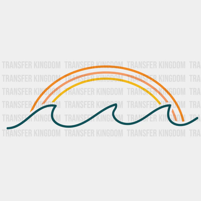 Ocean Wave and Rainbow Retro - Beach Vibes Design - DTF heat transfer