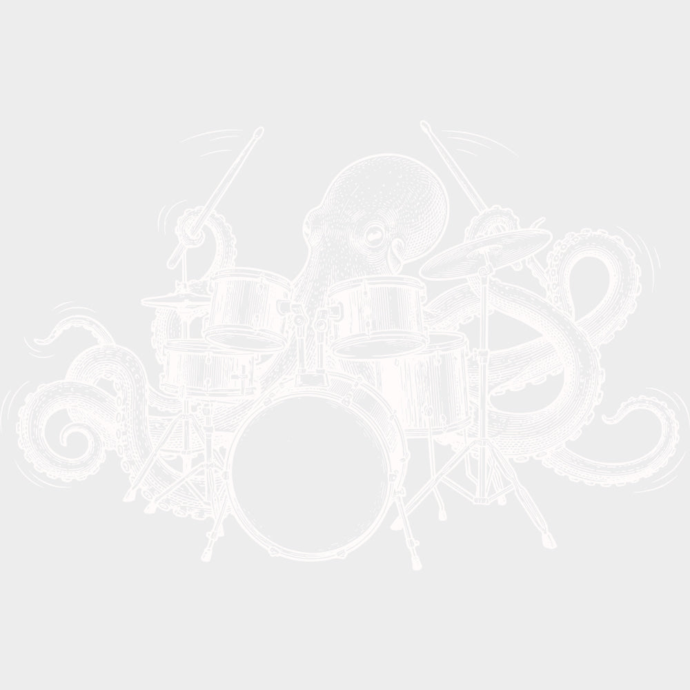 Octopus Drumming B&W - Music DTF Transfers transfer-kingdom Light Color Design (See Imaging)