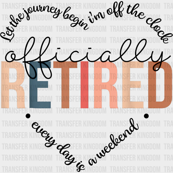 Officially Retired, Heart B&W - Retirement DTF Transfers