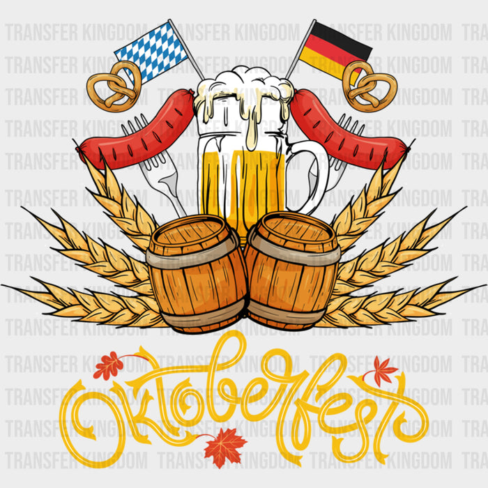 Oktoberfest, Barrels & Sausages & Beer - Oktoberfest DTF Transfers