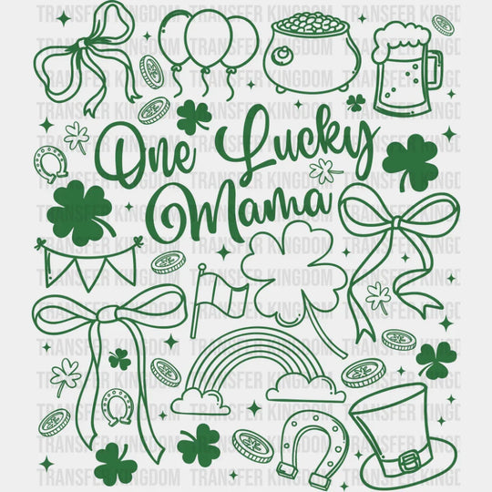 One Lucky Mama Green And White - St. Patrick’s Day DTF Transfer Adult Unisex - S & M (10’’) / Green Color Design (See