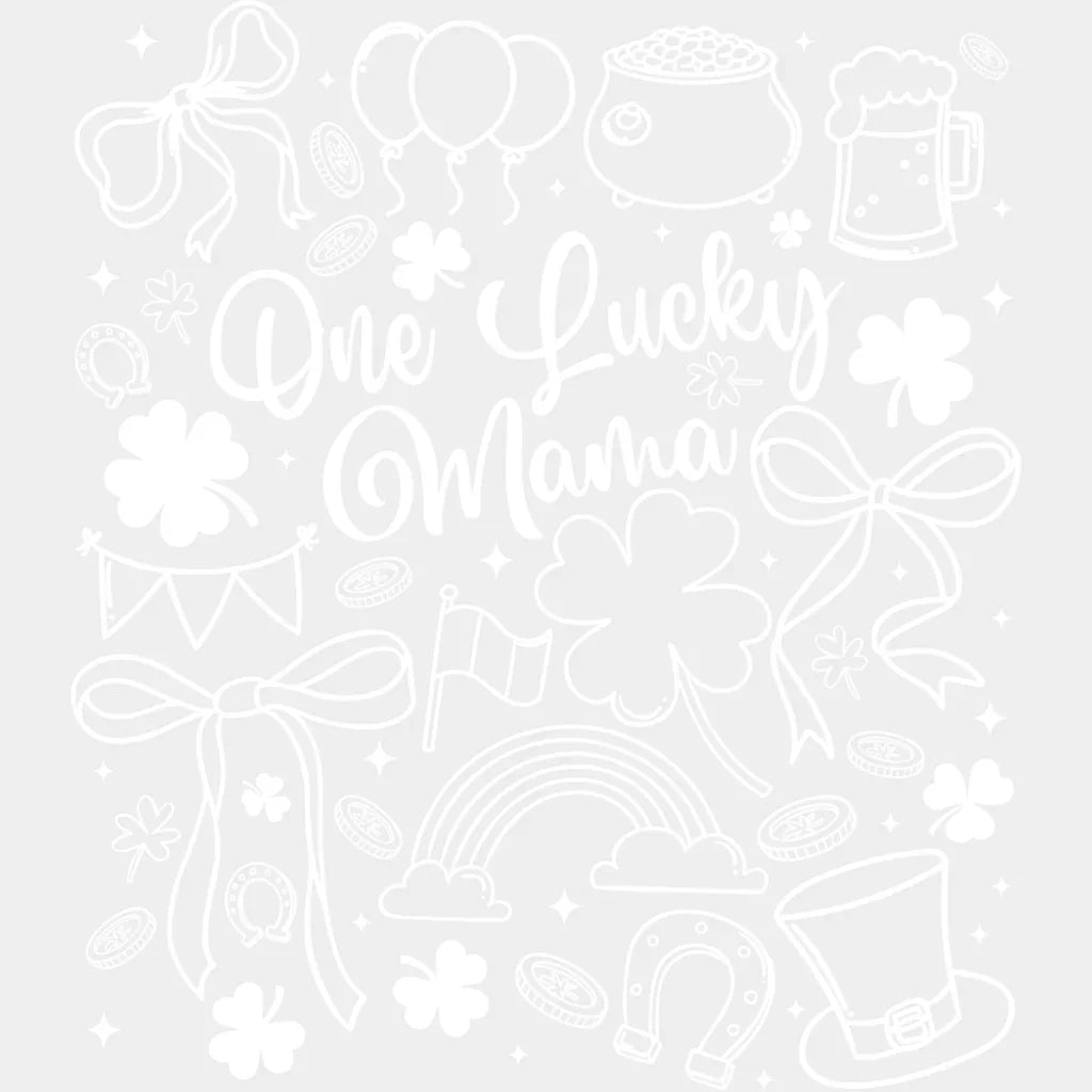 One Lucky Mama Green And White - St. Patrick’s Day DTF Transfer Adult Unisex - S & M (10’’) / Light Color Design (See