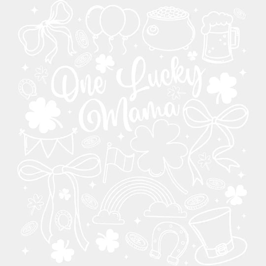 One Lucky Mama Green And White - St. Patrick’s Day DTF Transfer Adult Unisex - S & M (10’’) / Light Color Design (See
