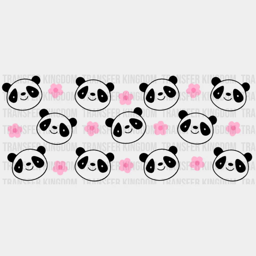 Pandas And Flowers Uv Dtf Transfer Cup Wrap Sticker
