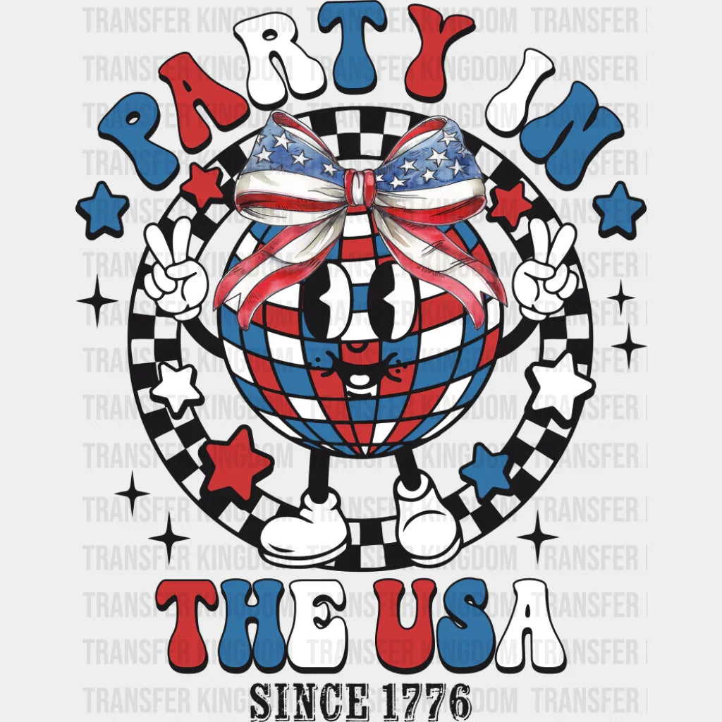 Party In The Usa Disco Ball - 4th Of July DTF Transfer Adult Unisex - S & M (10’’) / Dark Color Design (See Imaging)