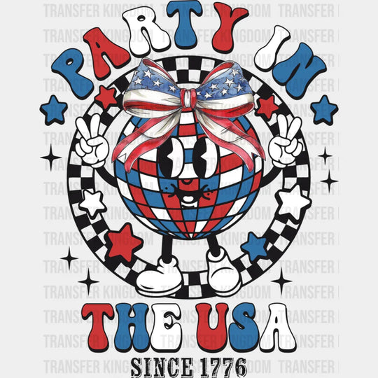 Party In The Usa Disco Ball - 4th Of July DTF Transfer Adult Unisex - S & M (10’’) / Dark Color Design (See Imaging)
