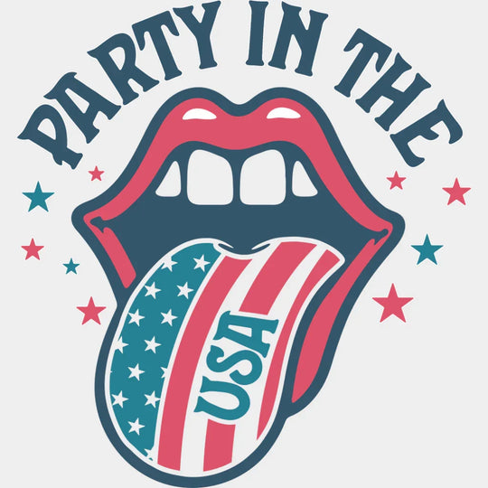 Party In The USA Stars - 4th Of July DTF Transfer Adult Unisex - S & M (10’’) / Light Color Design (See Imaging)
