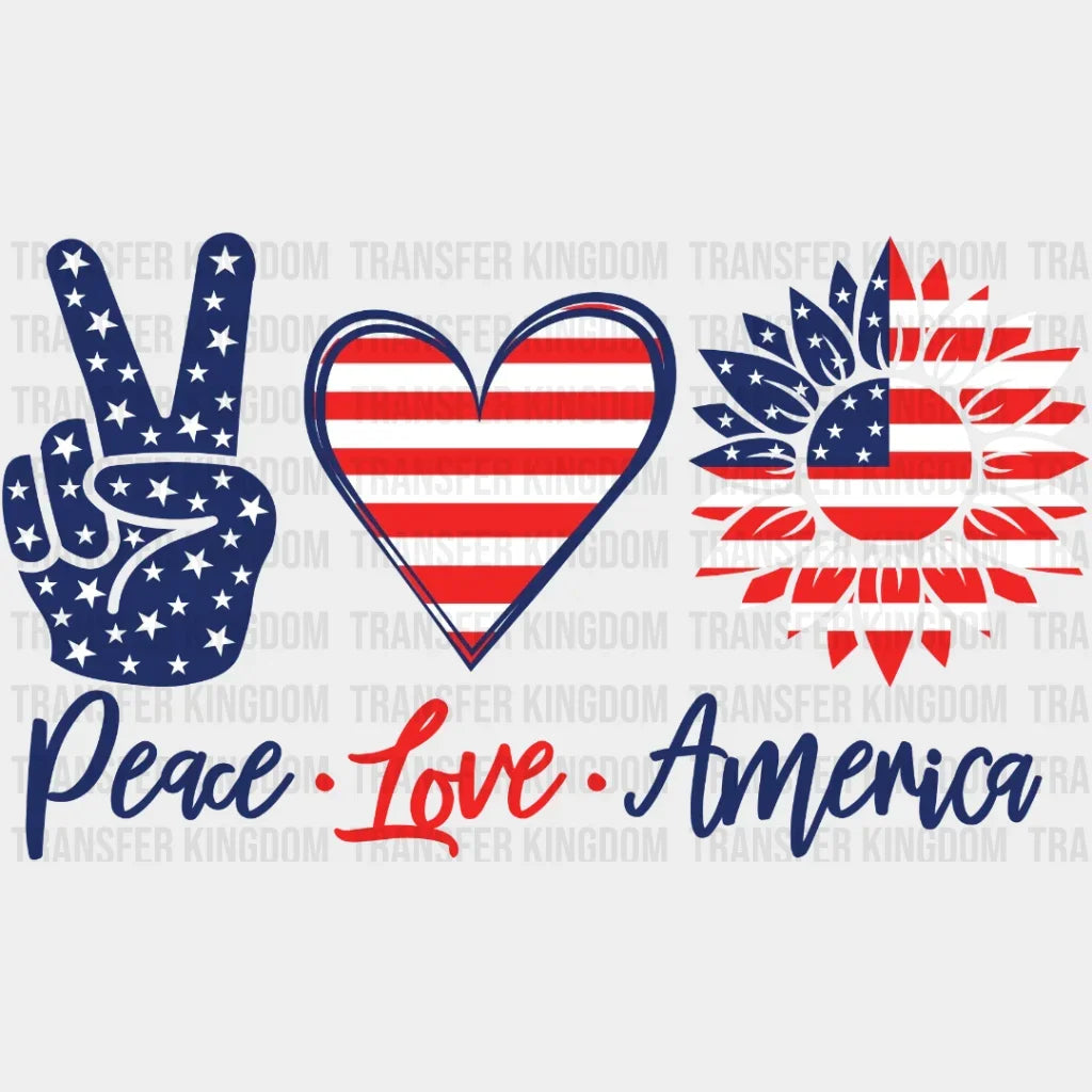 Peace Love America Dtf Transfer