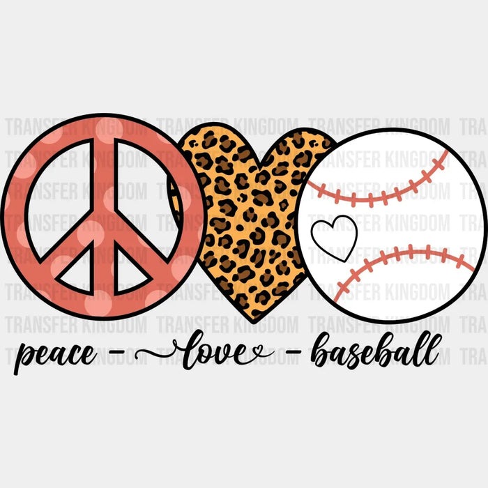 Peace Love Baseball DTF Transfer