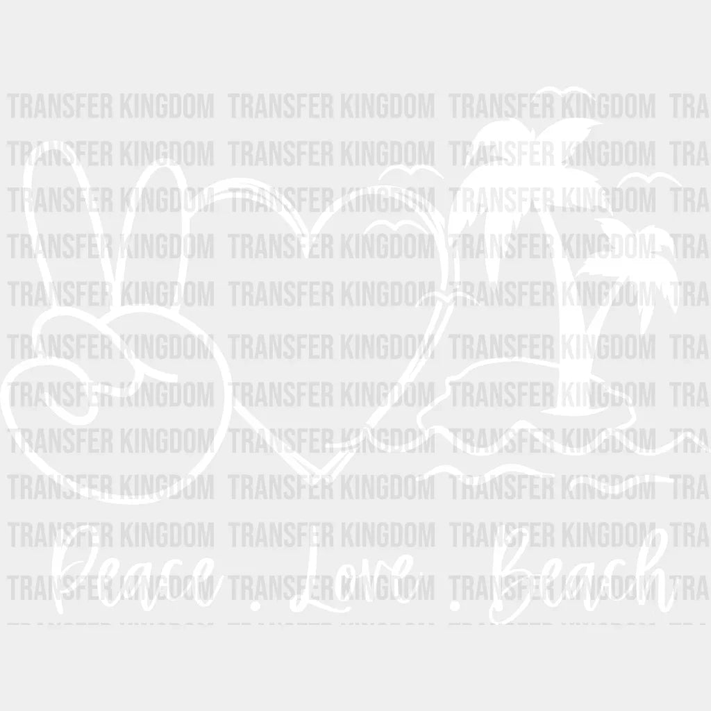 Peace Love Beach Summer Dtf Transfer Unisex - S & M (10’) / Light Color Design See Imaging