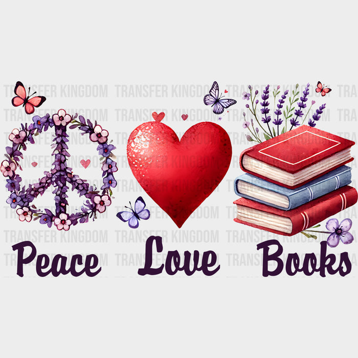 Peace Love Books - Reading DTF Transfers