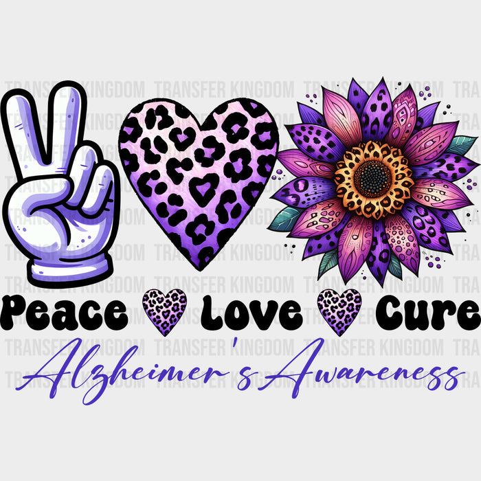 Peace Love Cure, Alzheimer's Awareness - Alzheimer's Awareness DTF Transfer