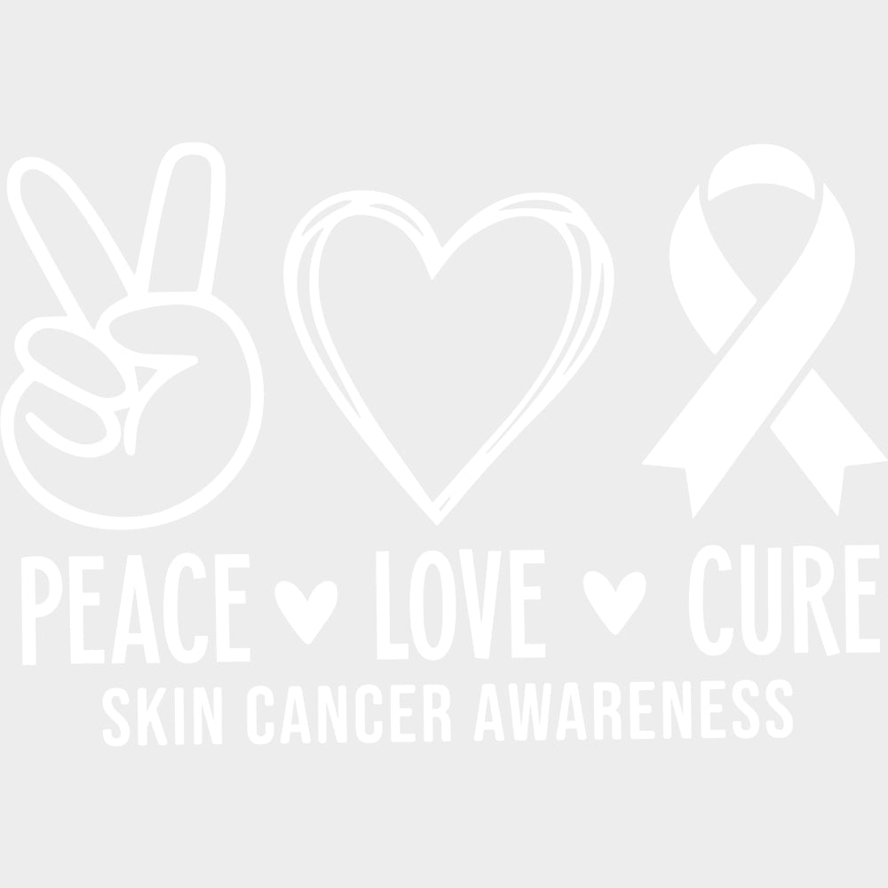 Peace Love Cure - Melanoma DTF Transfers - Adult Unisex - S & M (10’’) / Light Color Design (See Imaging)
