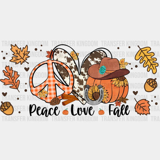 Peace Love Fall Heart Design - Cup Wrap Uv Sticker Permanent Dtf Decal
