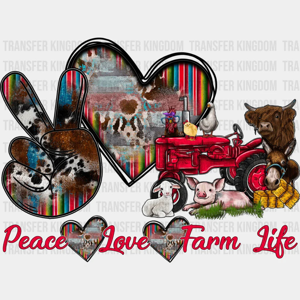 Peace Love Farm Life - Animals Iron On Dtf Transfer