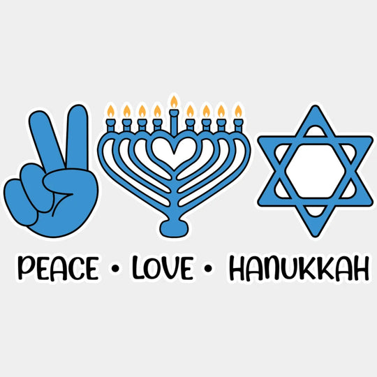 Peace Love Hanukkah - Hanukkah DTF Transfer Adult Unisex - S & M (10’’) / Light Color Design (See Imaging)