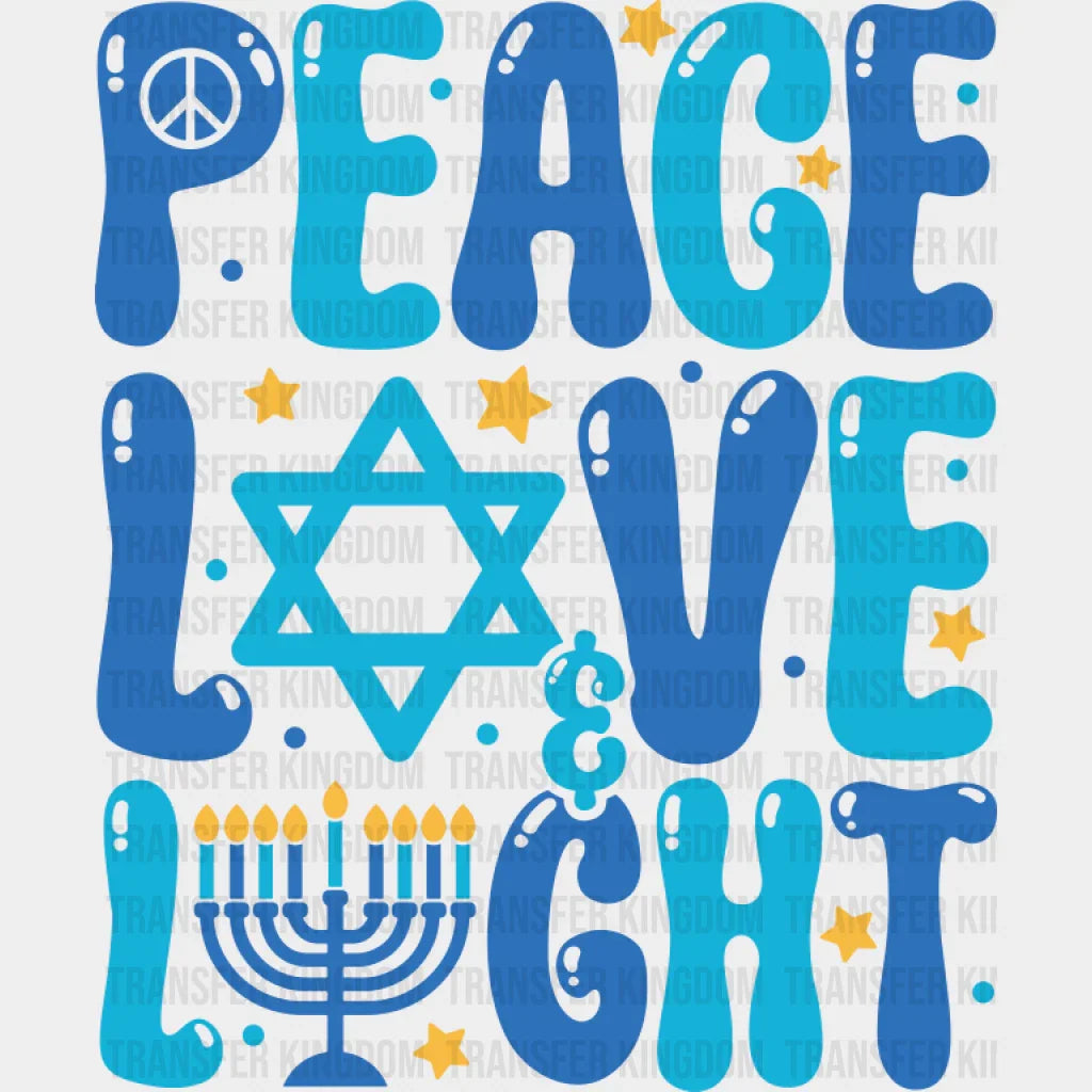 Peace Love Light Candlestick - Hanukkah DTF Transfer
