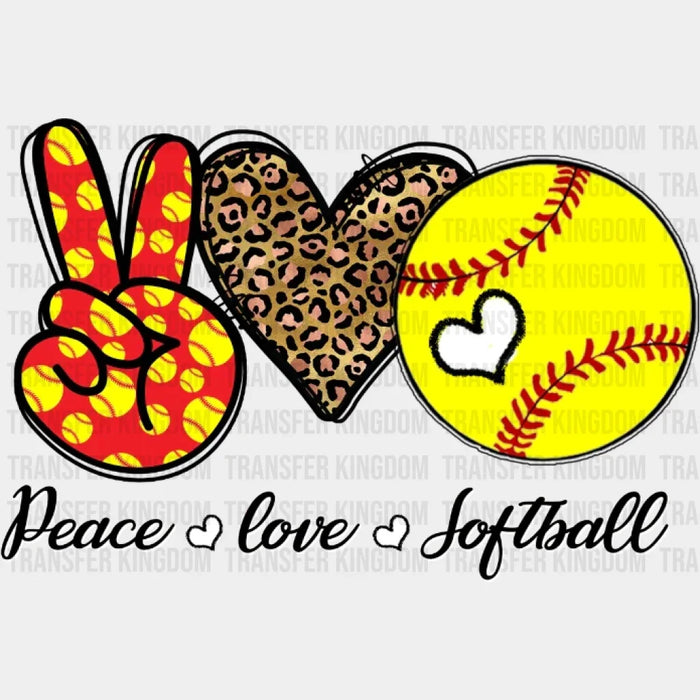 Peace Love Softball Leopard DTF Transfer
