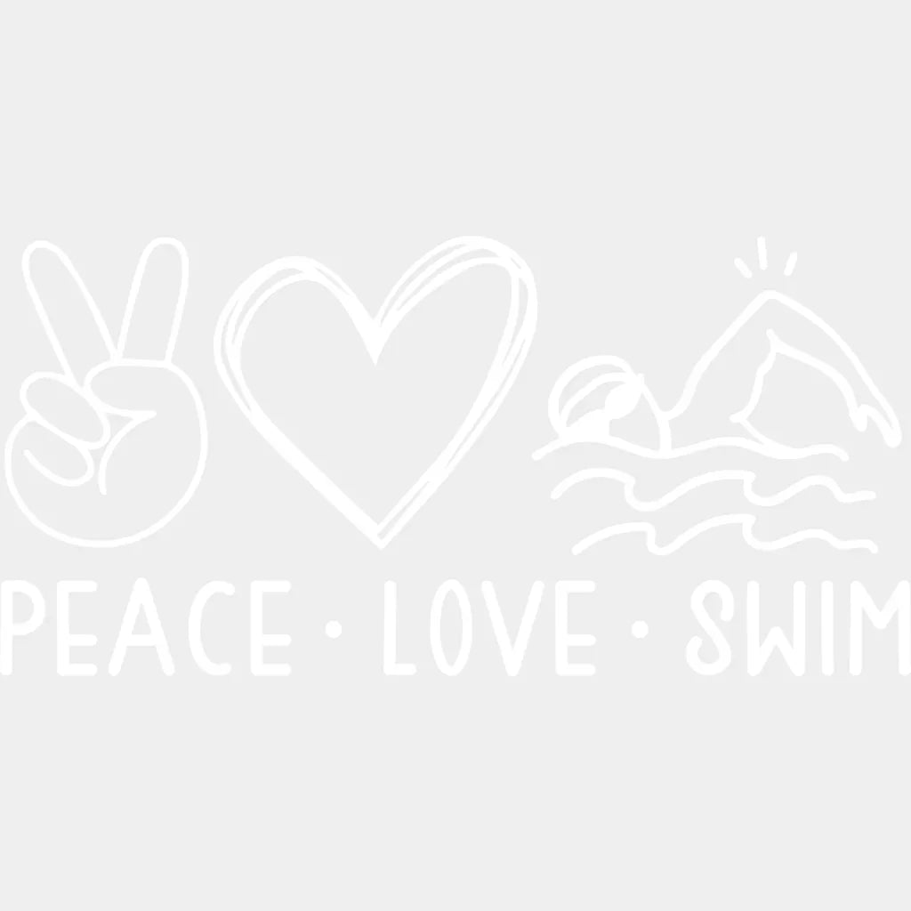 Peace Love Swim - Swimming Dtf Heat Transfer Unisex S & M (10’’) / Light Color Design (See Imaging)
