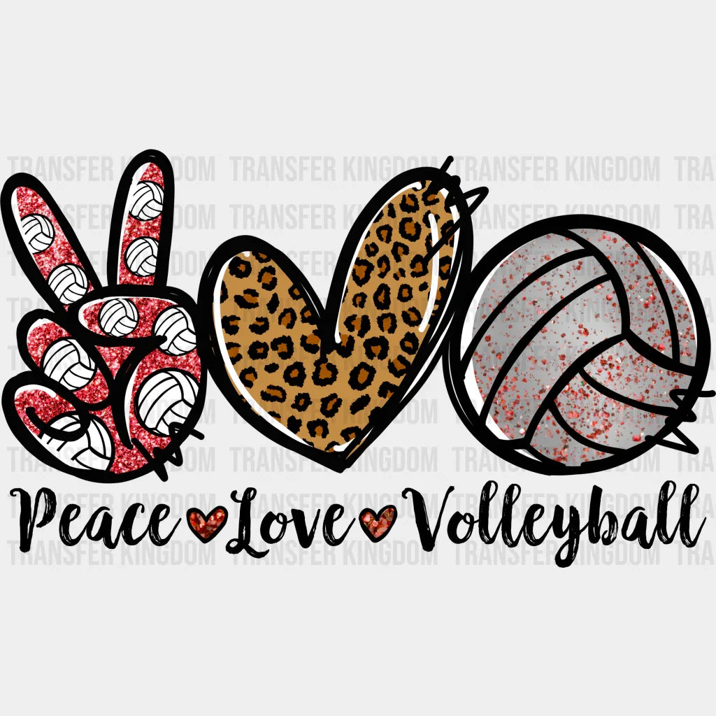 Peace Love Volleyball - Dtf Heat Transfer Unisex S & M (10’’) / Dark Color Design (See Imaging)
