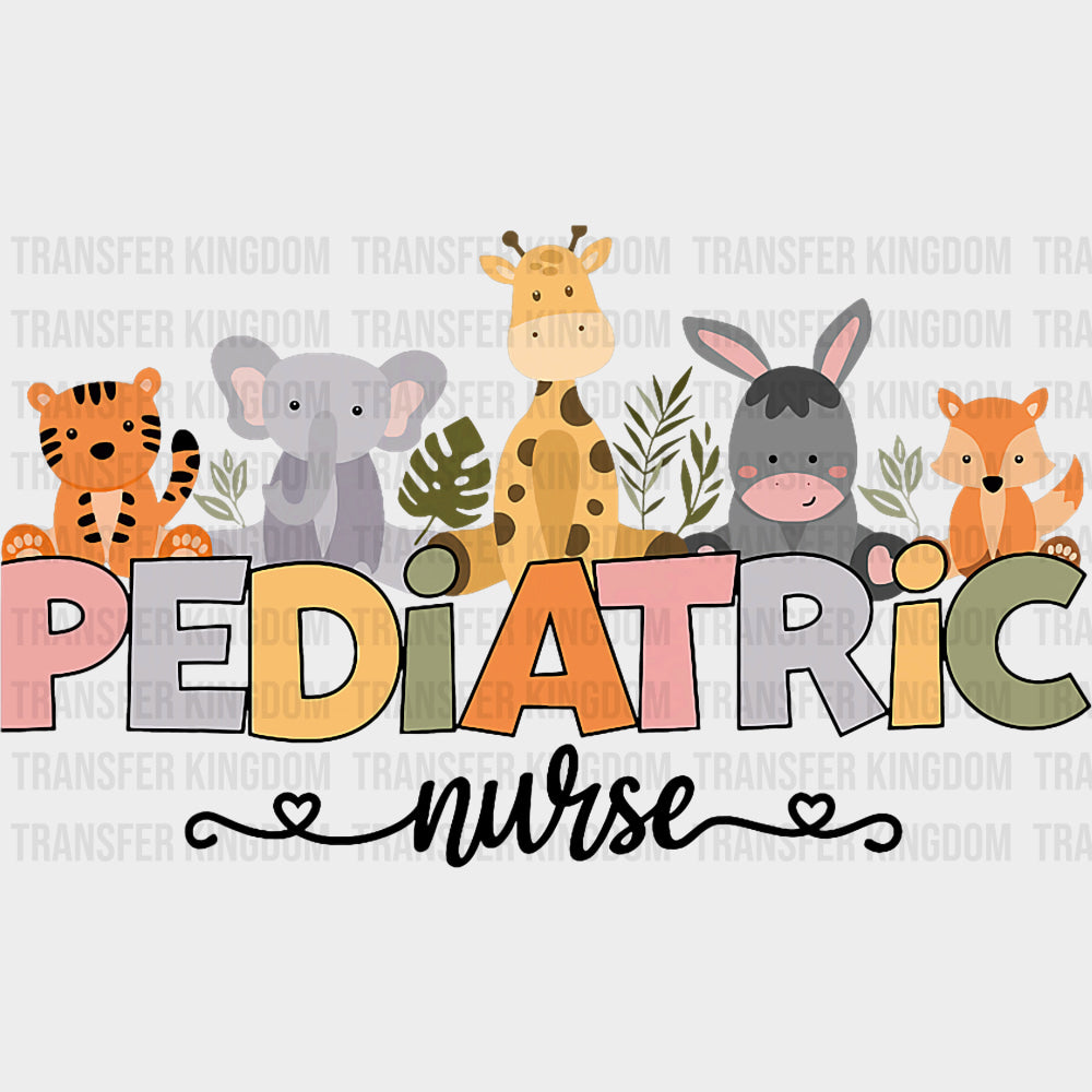 Pediatric Nurse Animals Design - Pediatric Nurse DTF Transfers Adult Unisex - S & M (10’’) / Dark Color Design (See