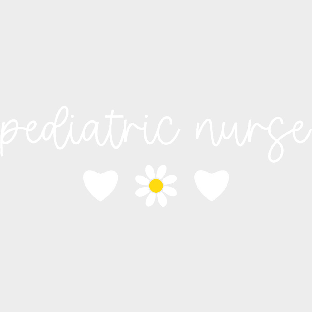 Pediatric Nurse B&W Flower - Pediatric Nurse DTF Transfers Adult Unisex - S & M (10’’) / Light Color Design (See