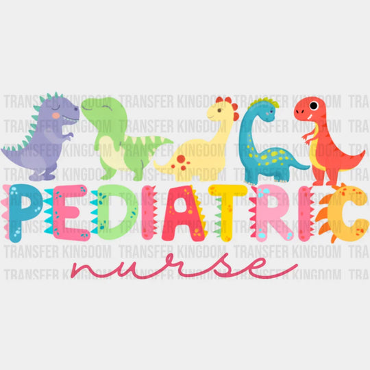 Pediatric Nurse Dinosaurs - Nurse DTF Transfer Adult Unisex - S & M (10’’) / Dark Color Design (See Imaging)