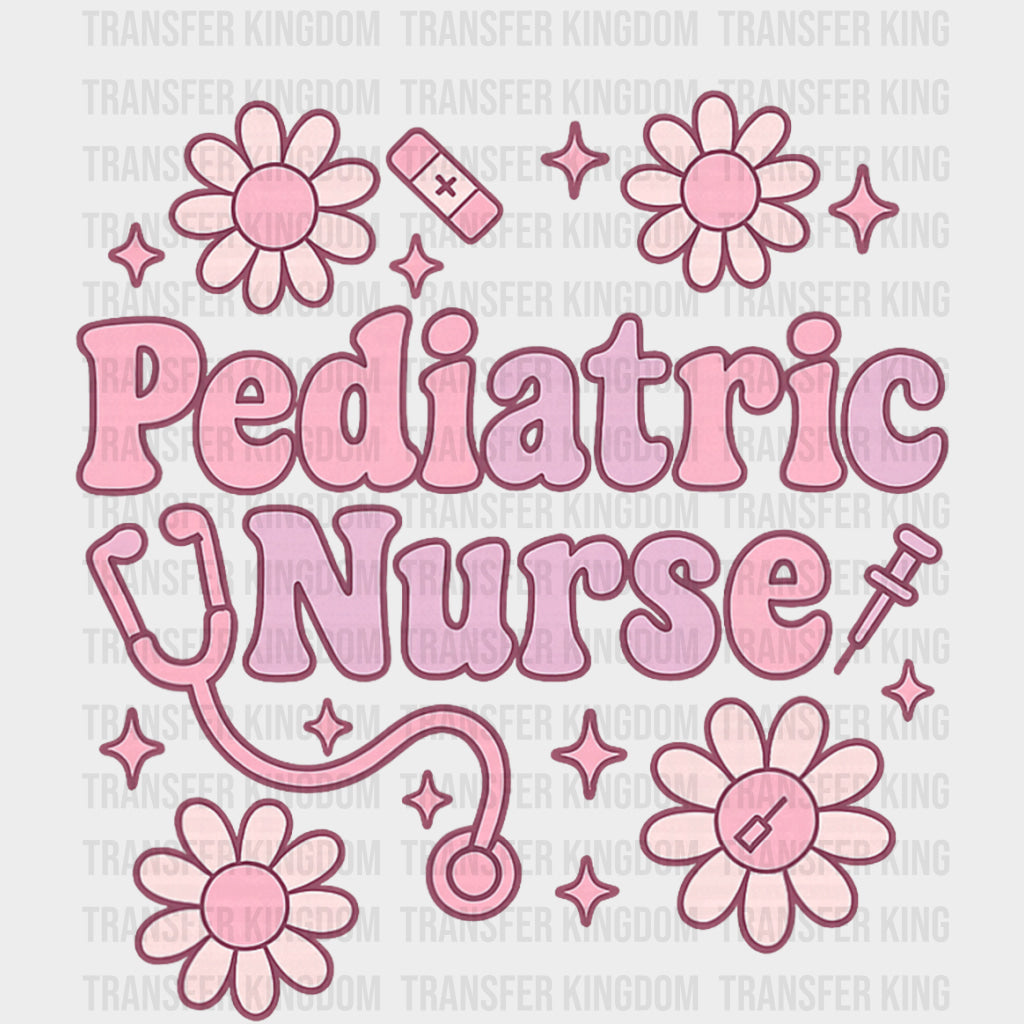 Pediatric Nurse Pink Daisies- Pediatric Nurse DTF Transfers