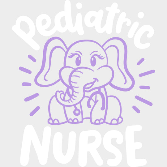 Pediatric Nurse, Purple Elephant - Pediatric Nurse DTF Transfers transfer-kingdom Light Color Design (See Imaging)