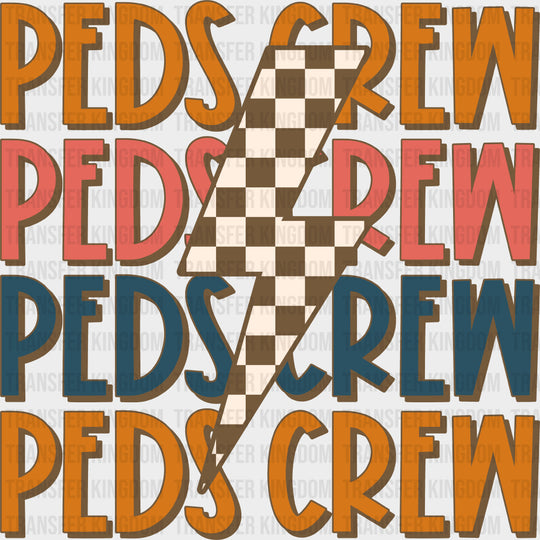 Peds Crew Checkered Lightning Bolt - Pediatric Nurse DTF Transfers
