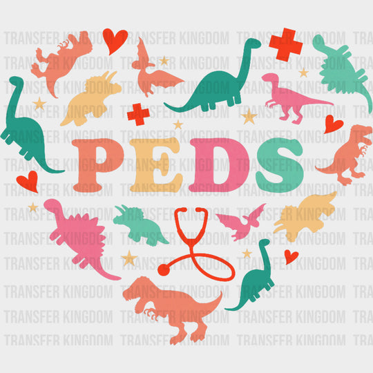 Peds Dinosaurs Heart - Pediatric Nurse DTF Transfers