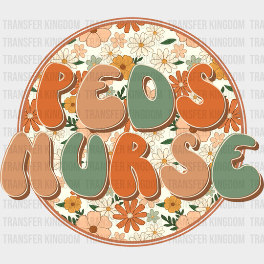 Peds Nurse Circular Retro - Pediatric Nurse DTF Transfers