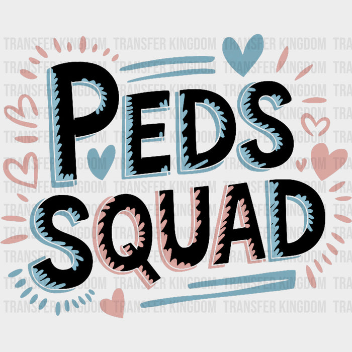 Peds Squad, Blue Heart - Pediatric Nurse DTF Transfers