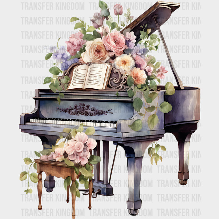 Piano & Flowers - Music DTF Transfers