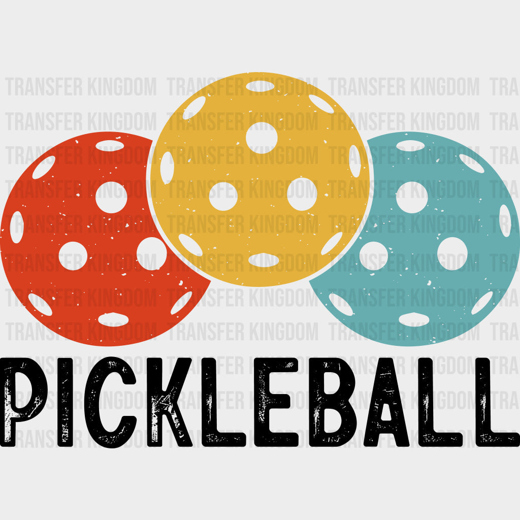 Pickleball Red Yellow Blue - Pickleball DTF Transfers Adult Unisex - S & M (10’’) / Dark Color Design (See Imaging)