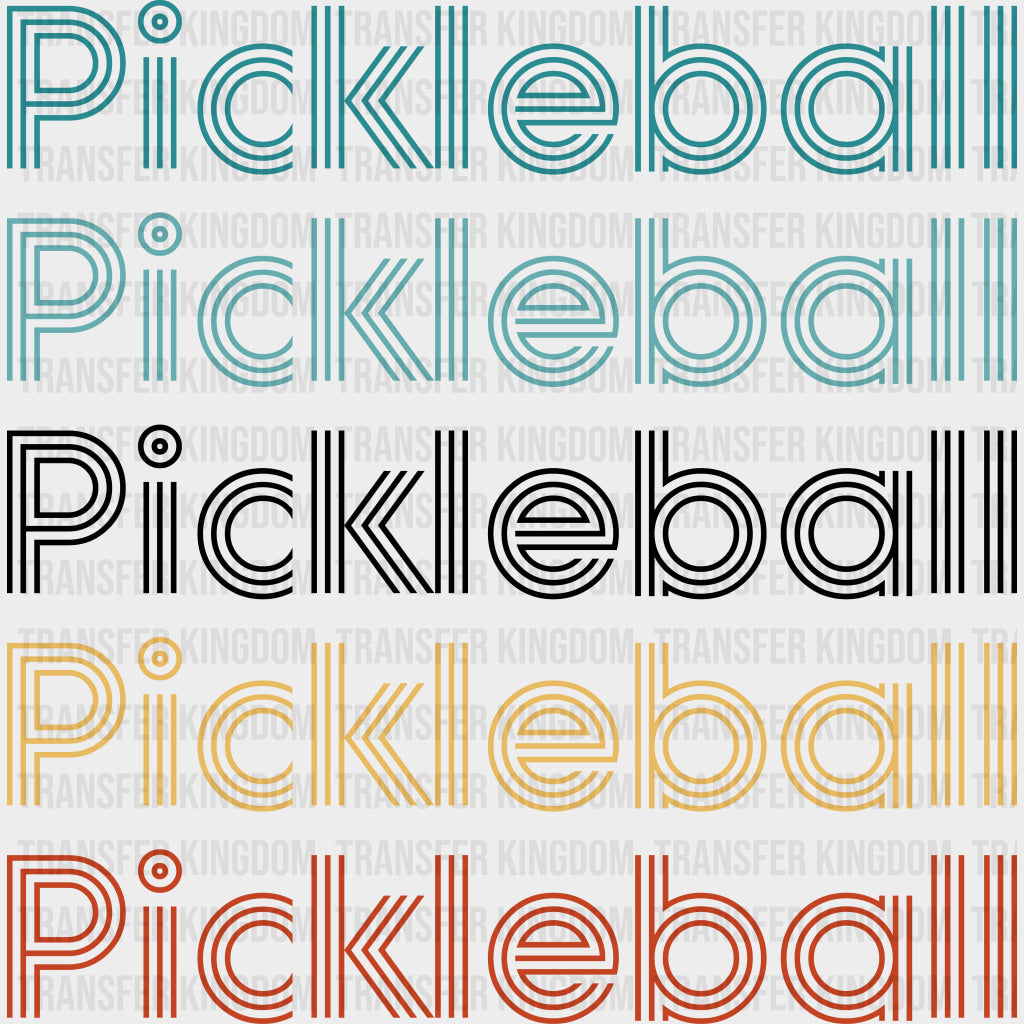 Pickleball, Stripes Font - Pickleball DTF Transfers transfer-kingdom Dark Color Design (See Imaging)