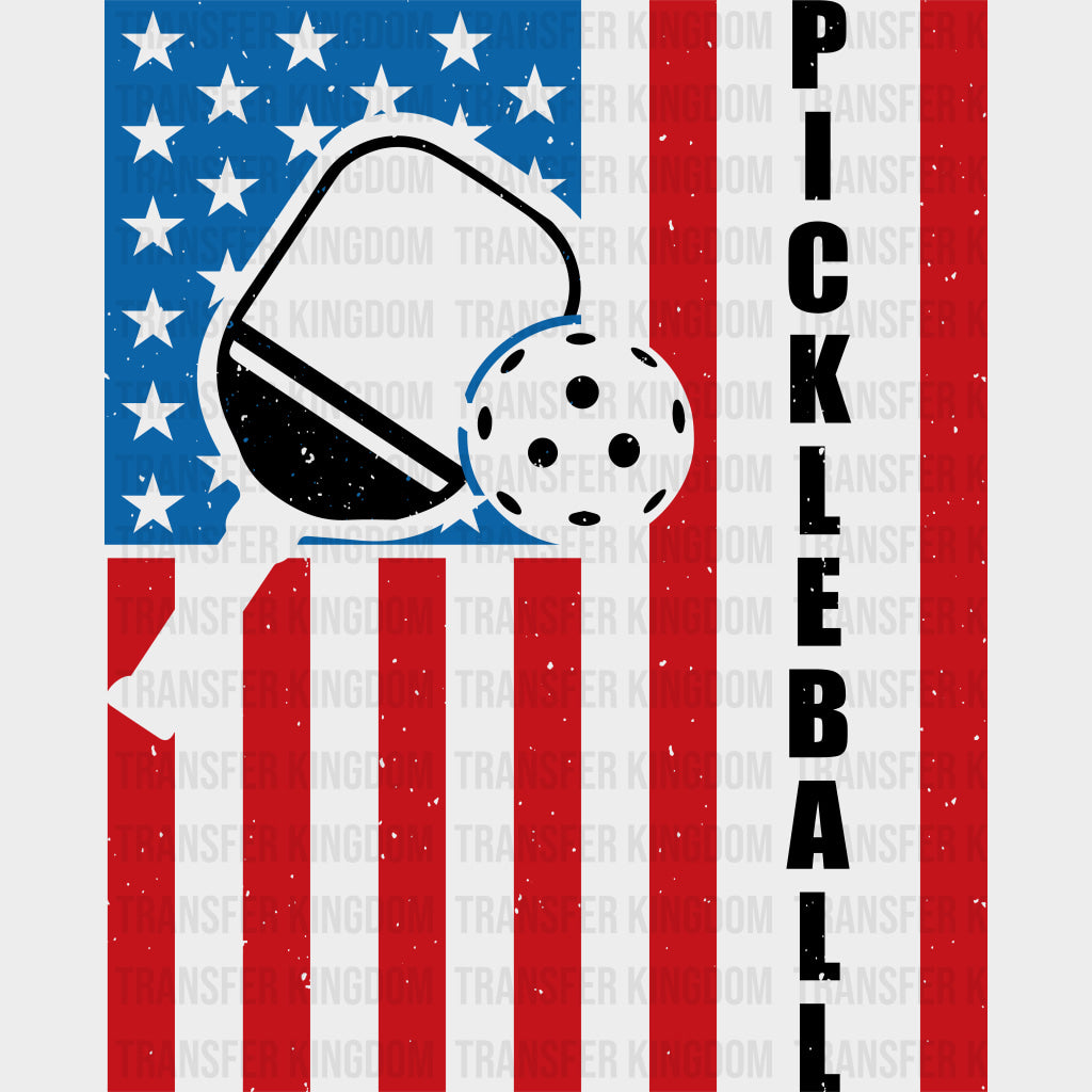 Pickleball USA Flag Red & Blue - Pickleball DTF Transfers transfer-kingdom Dark Color Design (See Imaging)