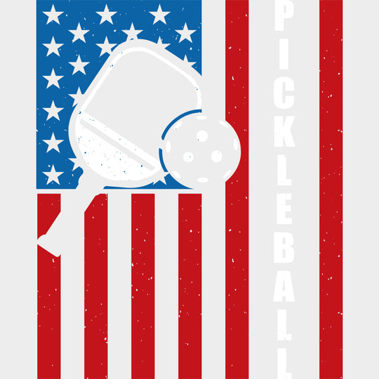 Pickleball USA Flag Red & Blue - Pickleball DTF Transfers transfer-kingdom Light Color Design (See Imaging)