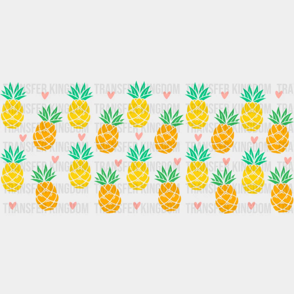 Pineapples & Hearts - General Cup Wrap UV Sticker Permanent UV DTF Decal UVDTF