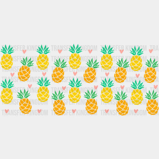 Pineapples & Hearts - General Cup Wrap UV Sticker Permanent UV DTF Decal UVDTF