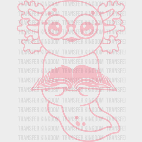 Pink Axolotl Reading - Librarian DTF Transfers