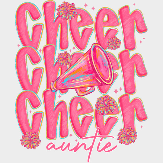 Pink Cheer Family Selection - Cheerleading DTF Transfers Adult Unisex - S & M (10’’) / Auntie (See Imaging)