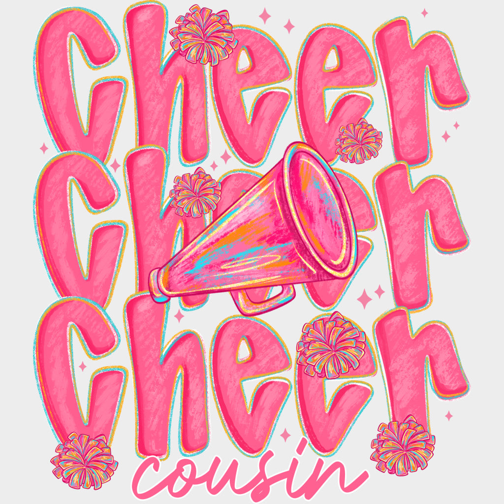 Pink Cheer Family Selection - Cheerleading DTF Transfers Adult Unisex - S & M (10’’) / Cousin (See Imaging)