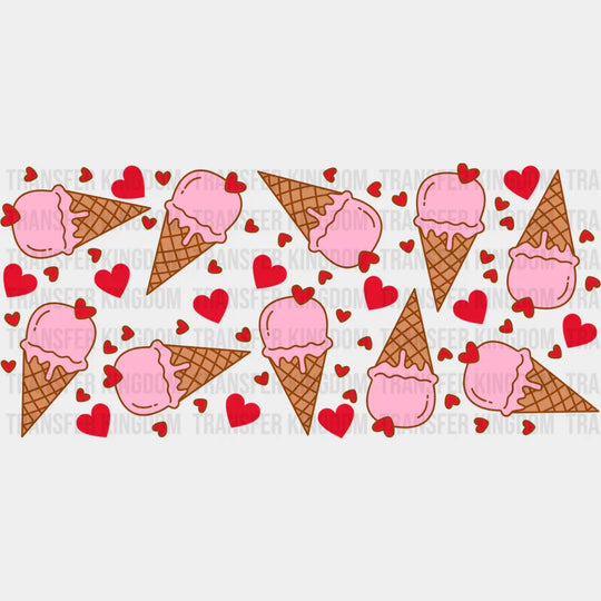 Pink Ice Cream - Valentine’s Day Cup Wrap Uv Sticker Permanent Dtf Decal