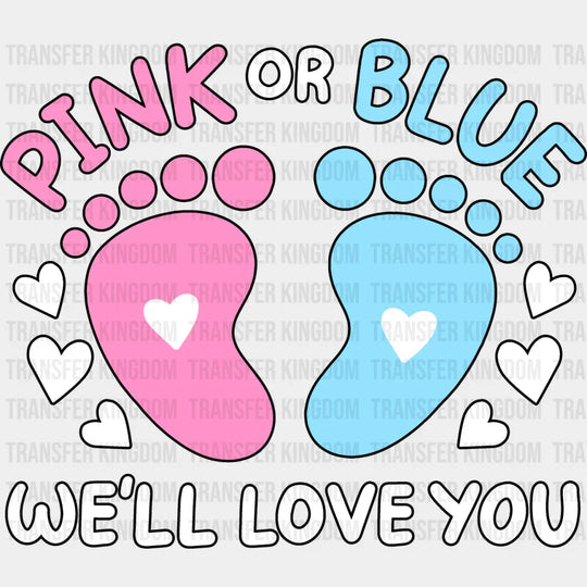 Pink Or Blue - Gender Reveal Dtf Heat Transfer Unisex S & M (10’’) / Dark Color Design See Imaging