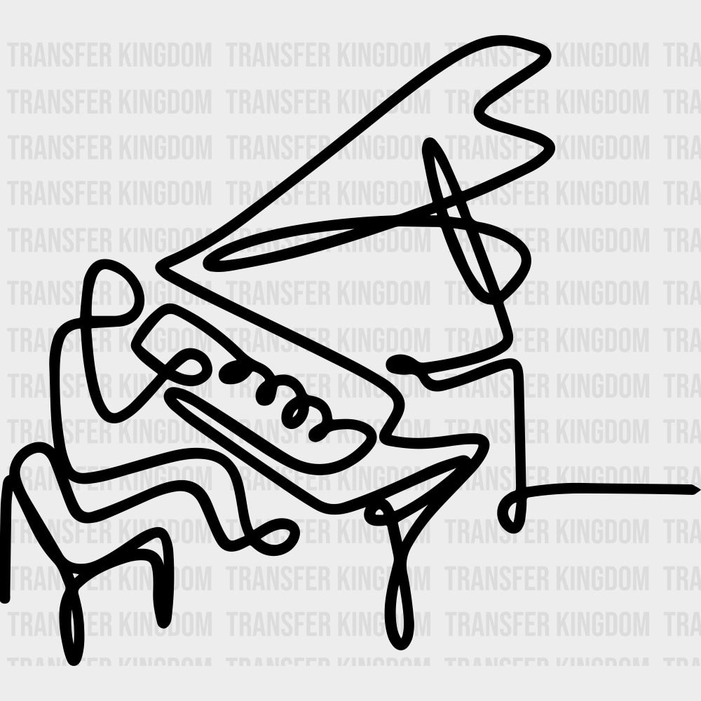 Playing Piano, Line Art - Music DTF Transfers transfer-kingdom Dark Color Design (See Imaging)